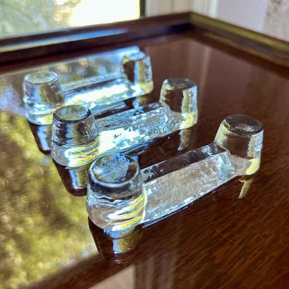 Vintage Clear Glass Knife Rest Set of 3 - Picture 2 of 11